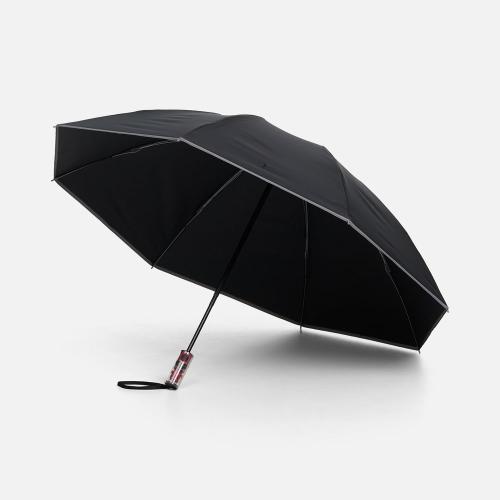 Зонт наоборот складной Futurum со светоотражающим кантом, черный