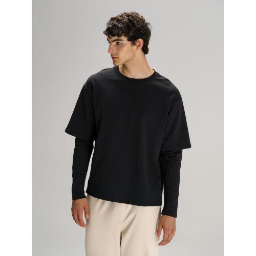 Футболка оверсайз с двойным рукавом Kosmos, черная