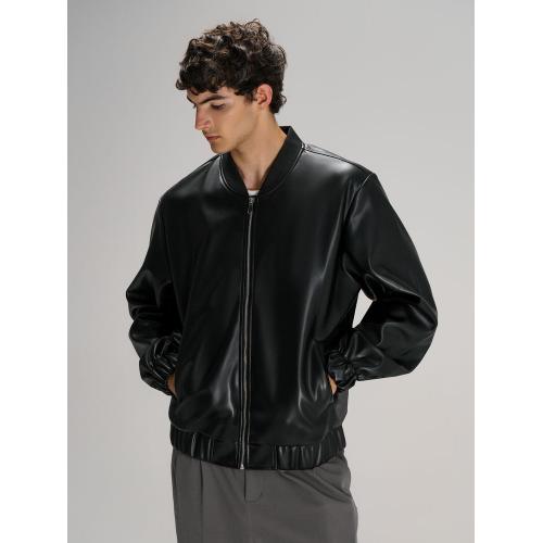 Бомбер из искусственной кожи Univer, черный