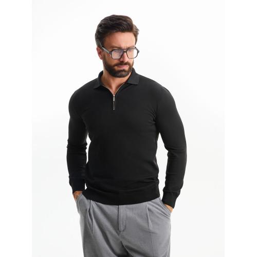 Рубашка поло мужская с длинным рукавом Terrazzo, черная