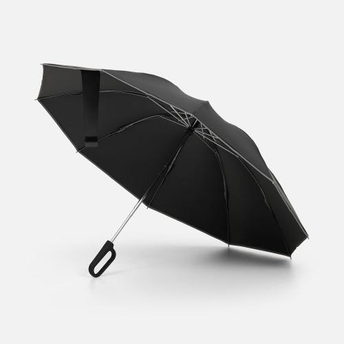 Зонт обратного сложения с ручкой-карабином Foldberry, черный