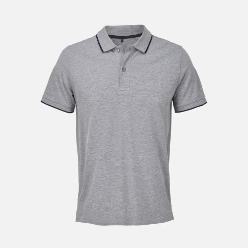 Рубашка поло унисекс Palermo, серый меланж с темно-синим