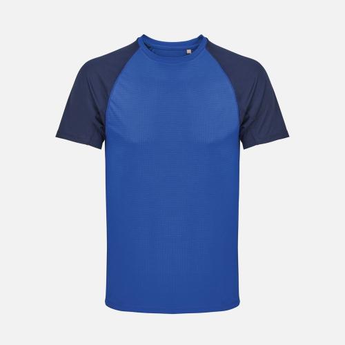 Футболка спортивная унисекс Vortex, темно-синяя с ярко-синим