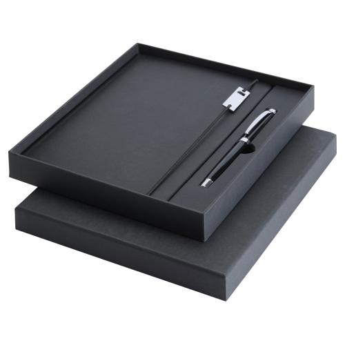 Набор Legato Elegance из блокнота формата А5 в твердой обложке и ручки-роллера, черный/черный