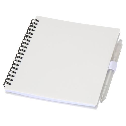 Набор Niove из блокнота из переработанного пластика в мягкой обложке и шариковой ручки (синие чернила) - Белый