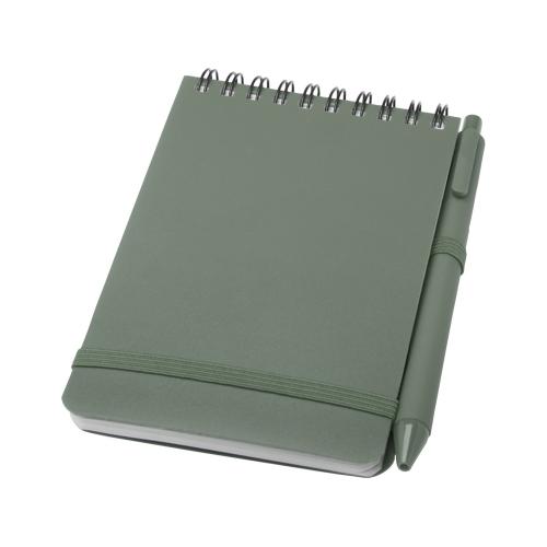 Блокнот Thalaasa формата А6 в твердой обложке из океанического пластика с шариковой ручкой - Зеленый яркий