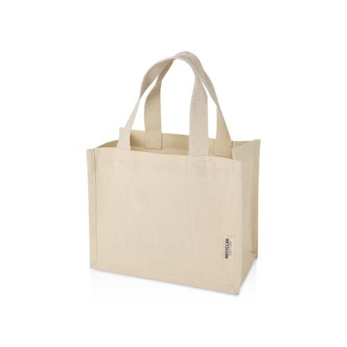 Мини эко-сумка Odessa с клинчиком, изготовленная из переработанного хлопка, сертифицированного согласно GRS, плотностью 220 г/м², объемом 9 л - Натуральный