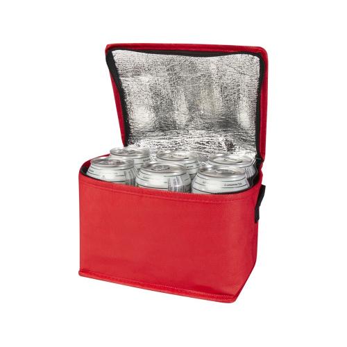 Spectrum нетканая сумка-холодильник, 4 л, на 6 банок, из переработанных материалов, красный