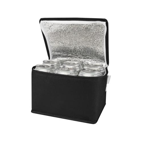 Spectrum нетканая сумка-холодильник, 4 л, на 6 банок, из переработанных материалов, сплошной черный