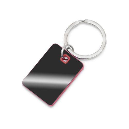 Металлический брелок с пластиковой цветной вставкой SteelPop Rct, серебристый с красным