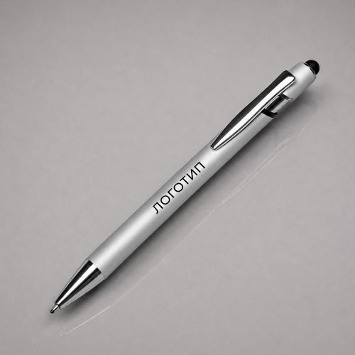 Ручка-стилус металлическая шариковая Sway  Monochrome с цветным зеркальным слоем, серебристый с черным