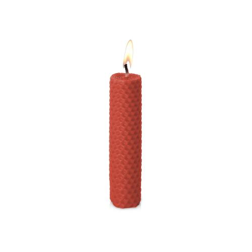 Свеча из вощины 3 х 12,5 см с деревянным ярлыком, красный