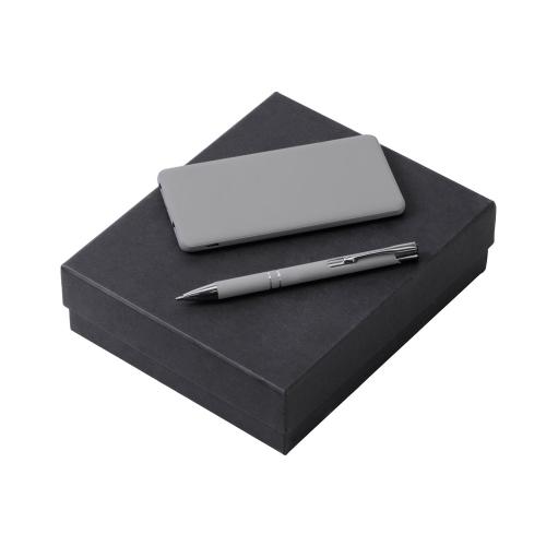 Подарочный набор c ручкой и повербанком 5000 mAh, серый