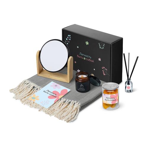 Подарочный набор Re:f. Shelter  с пледом, зеркалом, свечой и диффузором