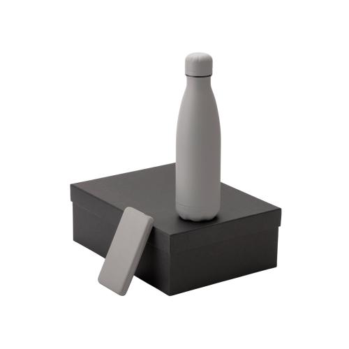 Подарочный набор с термобутылкой и повербанком С2, серый