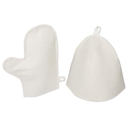 Банный набор из шапки и рукавицы Renew, белый