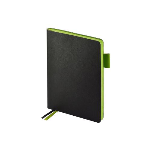 Ежедневник А5 датированный Boston 2027, черный с салатовым обрезом