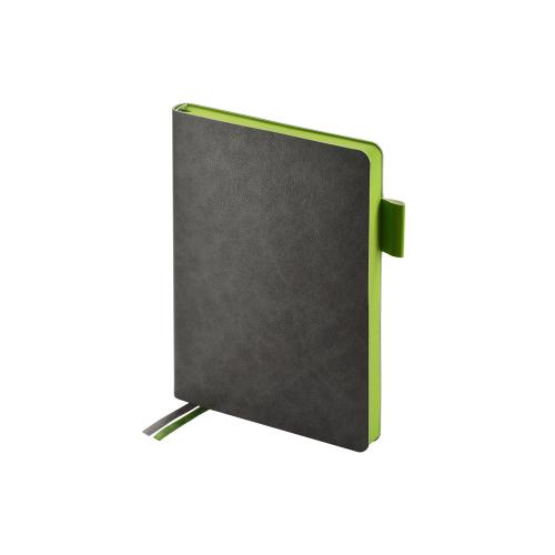 Ежедневник А5 датированный Boston 2027, серый с салатовым обрезом