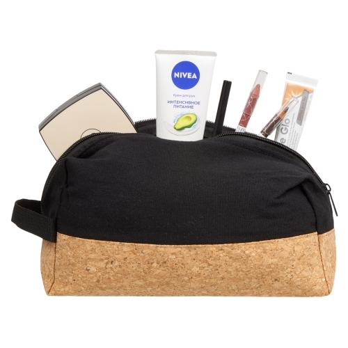 Несессер Corky хлопковый с пробковой вставкой, черный