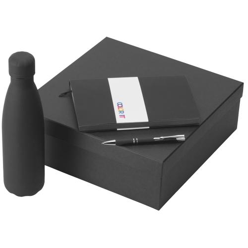 Подарочный набор с блокнотом С1, металлической ручкой и термобутылкой, черный