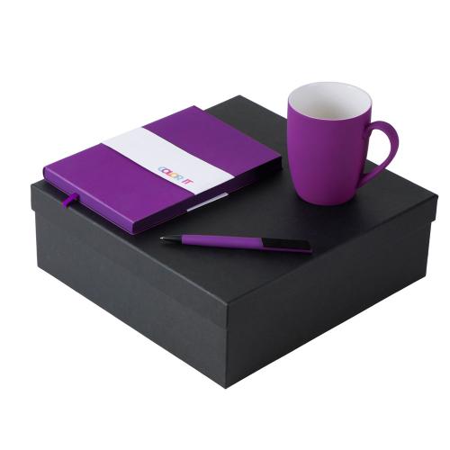Подарочный набор с блокнотом С1, пластиковой ручкой и кружкой, фиолетовый