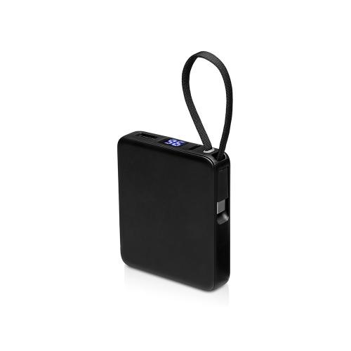 Внешний аккумулятор со встроенным кабелем USB-C Дэнси, 5000 мАч, черный