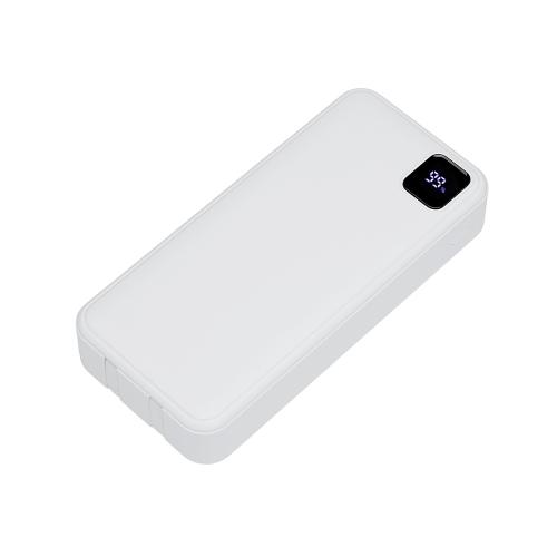 Внешний аккумулятор со встроенными кабелями Фрэйм Про, быстрая зарядка, 20000мач, белый
