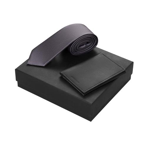 Подарочный набор Long River: обложка для паспорта, галстук, черная коробка