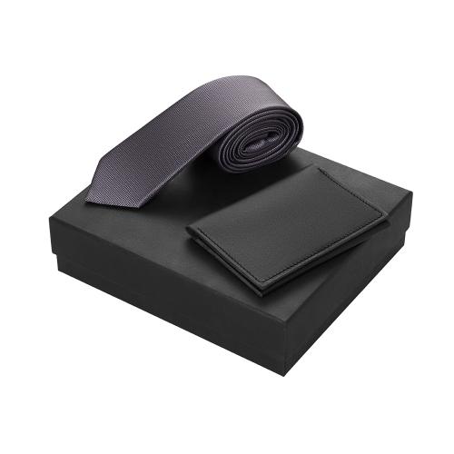 Подарочный набор Long River: обложка для паспорта, галстук (без лого Long River), черная коробка