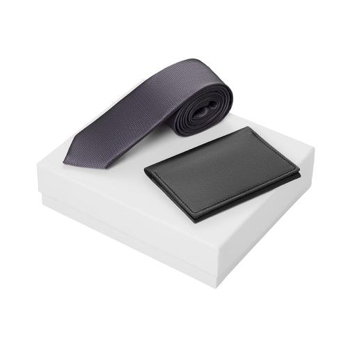 Подарочный набор Long River: обложка для паспорта, галстук (без лого Long River), белая коробка