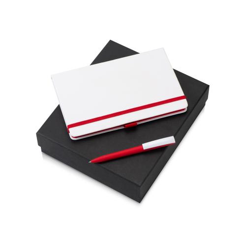 Подарочный набор Jacque white 2.0. с ручкой и блокнотом, красный