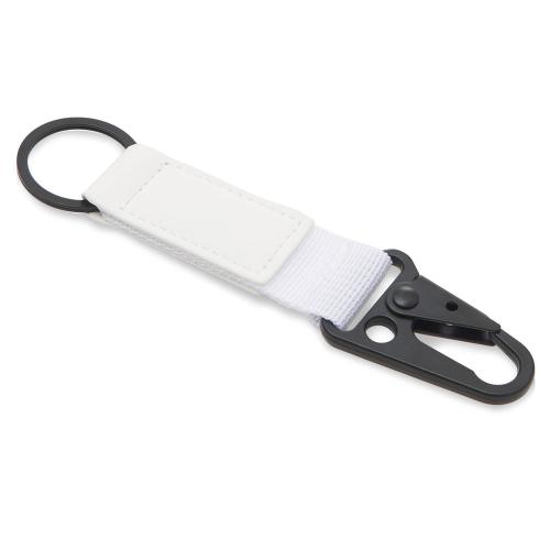 Брелок-ремувка Carabinier из ткани с вставкой из экокожи и карабином, белый