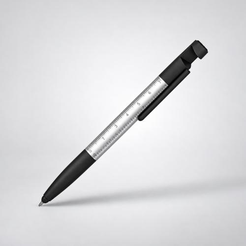 Ручка-стилус пластиковая шариковая многофункциональная (6 функций) Multy, серебристый