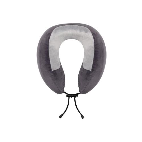 Подушка TORBER, дорожная, с эффектом памяти, тёмно-серая, полиэстер+спандекс