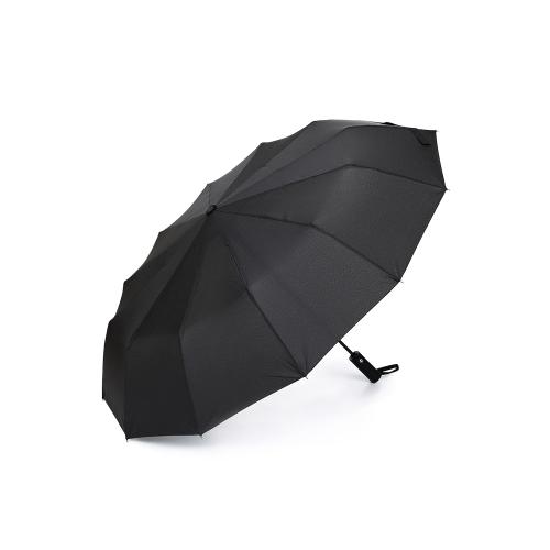Зонт складной мужской TORBER, автомат, 3 сложения, черный, каркас сталь/файбергласс, эпонж, пластиковая ручка, диаметр 103 см