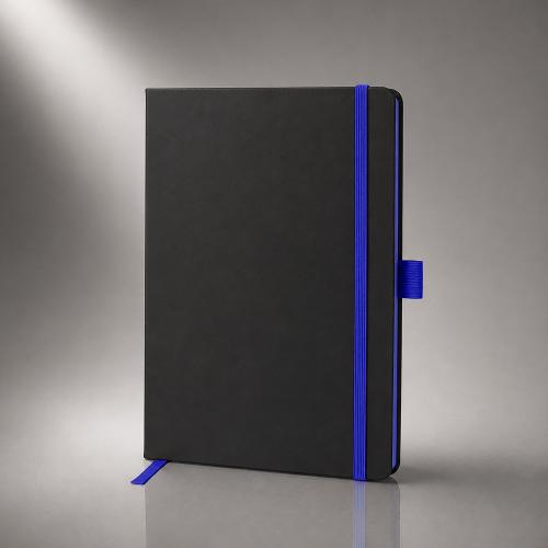 Блокнот ColorNote Black, твердая обложка A5, 80 листов, черный с синим