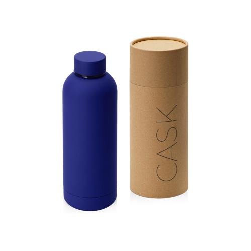 Вакуумная термобутылка Cask Waterline, soft touch, 500 мл, тубус, синий