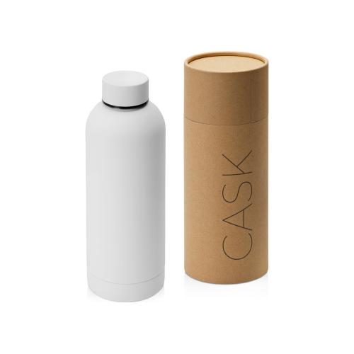 Вакуумная термобутылка Cask Waterline, soft touch, 500 мл, тубус, белый