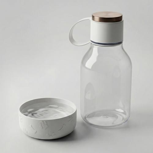 Бутылка для воды 2-в-1 Dog Bowl Bottle со съемной миской для питомцев, 1500 мл, белый