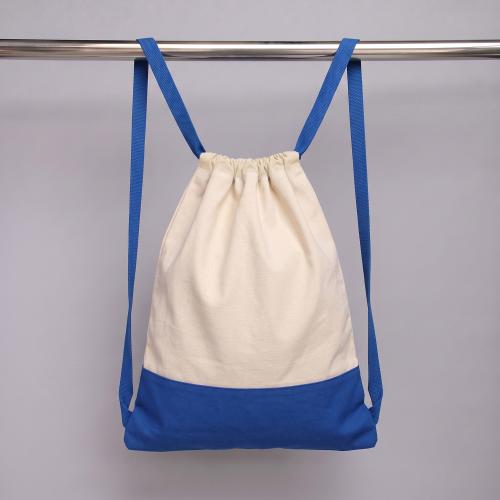 Рюкзак-мешок Cotton из хлопка 170 г, натуральный/синий