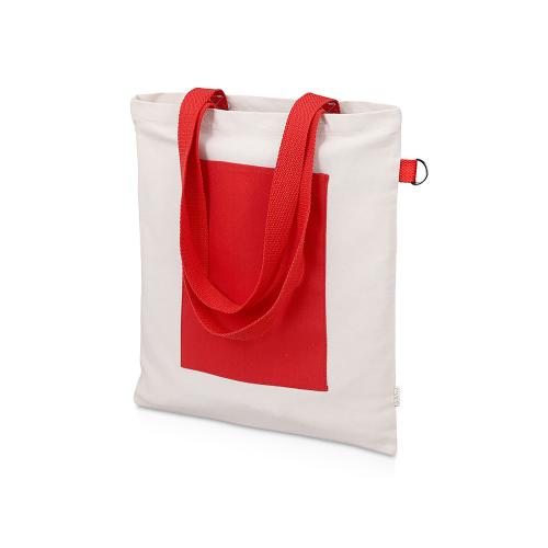 Сумка для покупокTopiс из переработанных материалов с наружным цветным карманом, красный