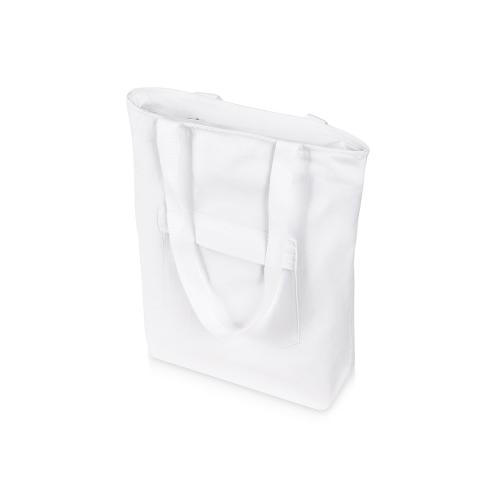 Сумка на молнии Zipper из хлопка 280 г c карманом на молнии спереди, белый