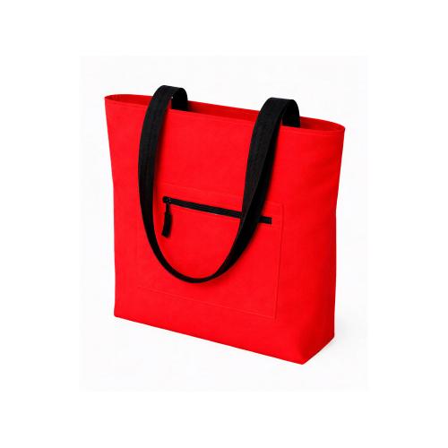 Сумка на молнии Zipper  Neo из хлопка 280 г c карманом на молнии спереди, красный