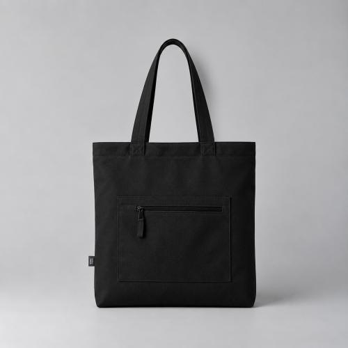 Сумка на молнии Zipper Neo из хлопка 280 г c карманом на молнии спереди, черный