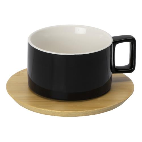 Набор чашка с бамбуковым блюдцем Sheffield, черный
