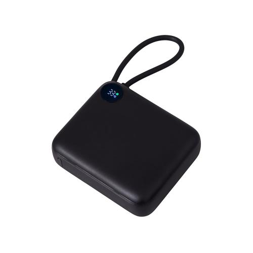 Внешний аккумулятор со встроенным кабелем Liri, QC/PD, 10000 мАч, черный