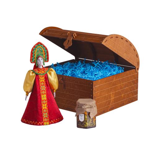 Подарочный набор: кукла фарфоровая, мед, красный