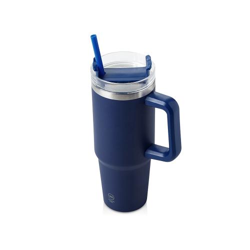 Термокружка Крэнстон с двойными стенками из переработанной нержавеющей стали, синий нейви