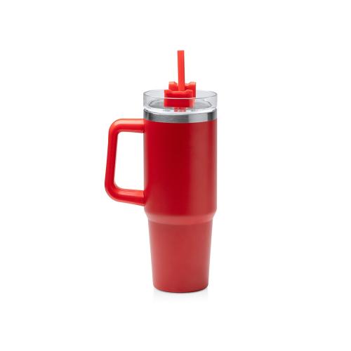 Термокружка Крэнстон с двойными стенками из переработанной нержавеющей стали, красный