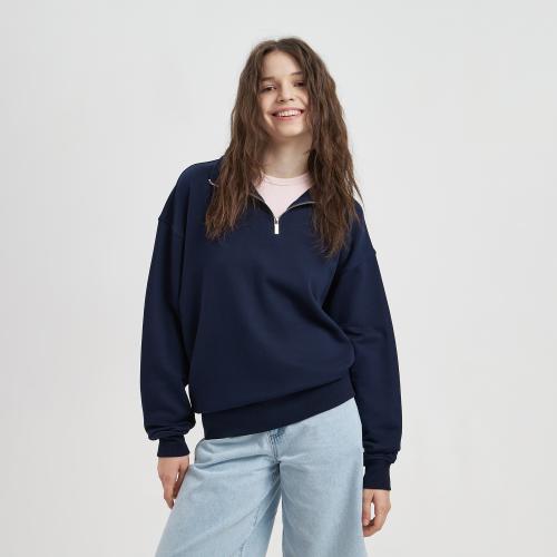 Толстовка на молнии унисекс FLOW, темно-синяя, размер 3XL/4XL